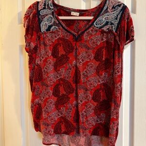 Mason & Belle Red Paisley Blouse